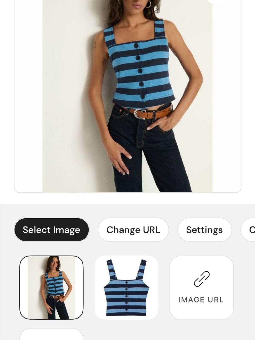 Nation Ltd joni Striped Button-Front rugby Blue and Black Tank Top xs